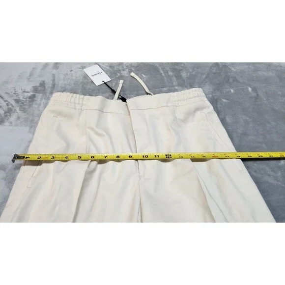 REISS Brighton Relaxed Drawstring Trousers Turn-Ups Ecru Size 32 NWT